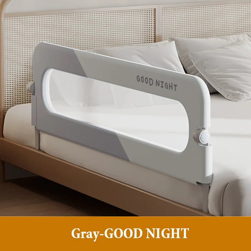 Nova Mart IMBABY baby bed rail guard, adjustable safety barrier for preventing falls in a secure, child-safe sleeping environment.