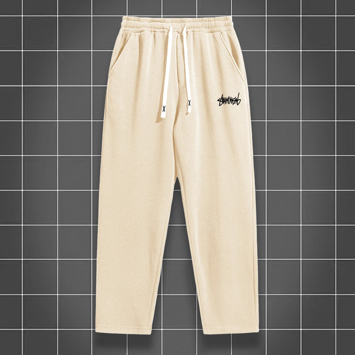 Men's straight leg jogging pants by Nova Mart in solid color, casual sports style, shown in a relaxed fit with waistband and pockets.