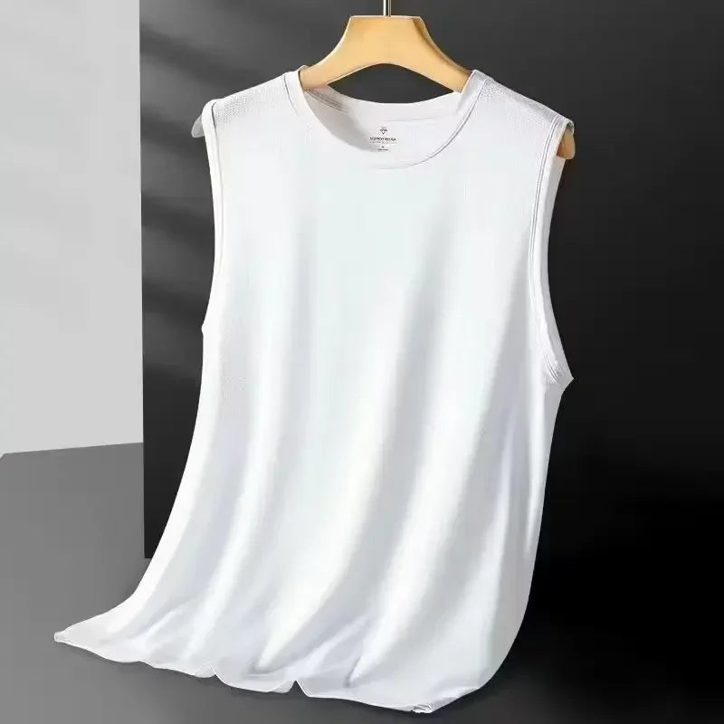 Men's ice silk mesh vest from Nova Mart, sleeveless summer top with breathable, lightweight fabric and stylish design.