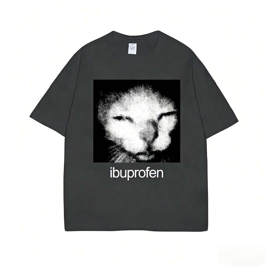 Vintage Y2K Cat Meme oversized T-shirt by Nova Mart, stylish men's streetwear with humorous cat graphic design.