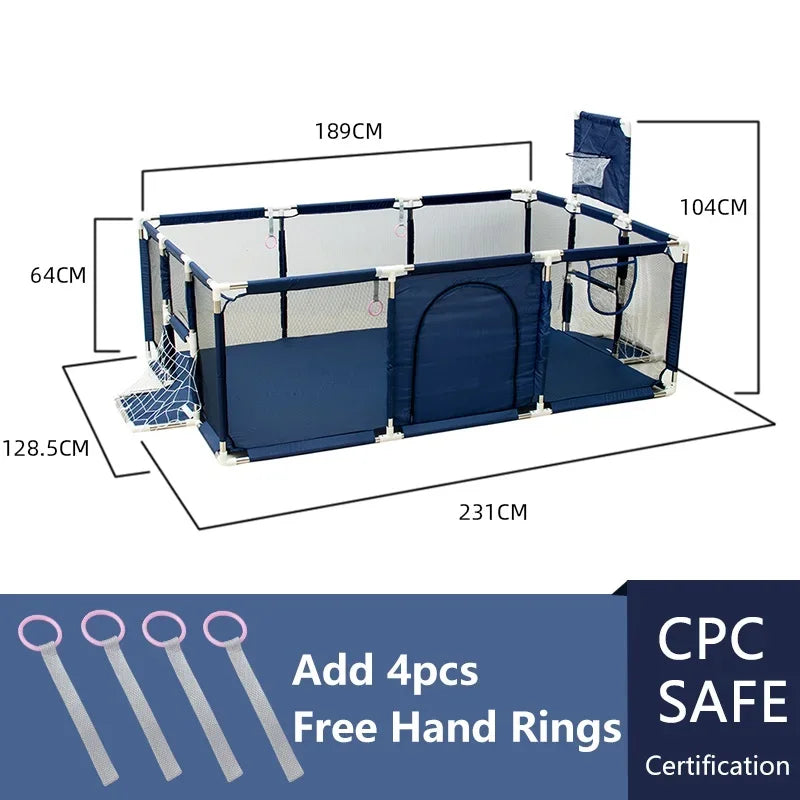 Large indoor baby playpen by Nova Mart with waterproof safety barrier fence, ideal for safe, spacious play areas for infants.