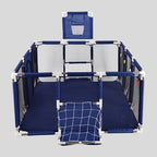 Nova Mart safety baby playpen with basketball frame, indoor kids playground, sturdy plastic sides, and colorful interior for safe play.