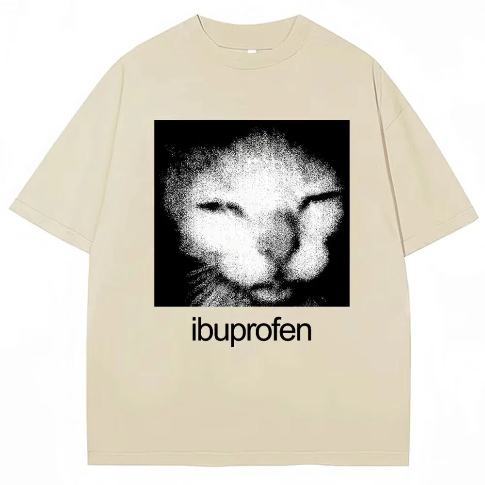 Vintage Y2K cat meme oversized T-shirt for men by Nova Mart, featuring a bold streetwear style and colorful graphic design.