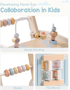 Nova Mart Robotime wooden baby walker with wheels, suitable for boys and girls, designed to support early walking development.