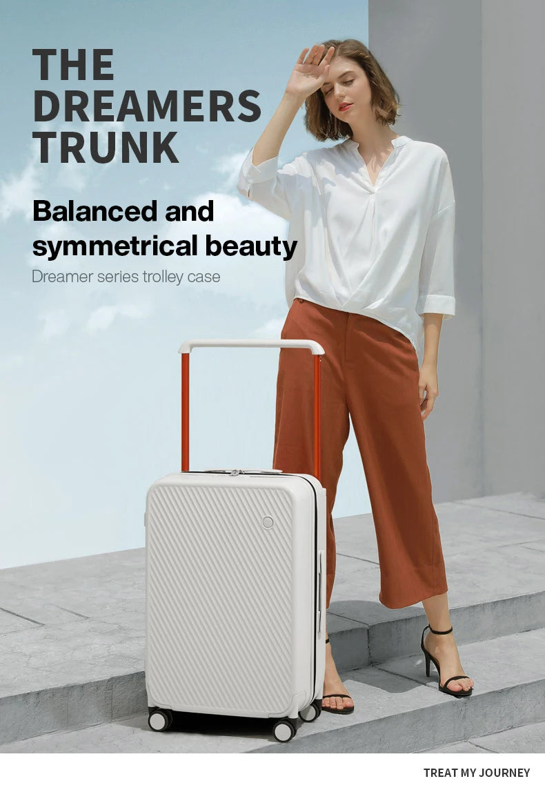 Nova Mart Mixi Wide Handle Hardside Suitcase with patent design, durable luggage featuring a sleek exterior and secure wheels.