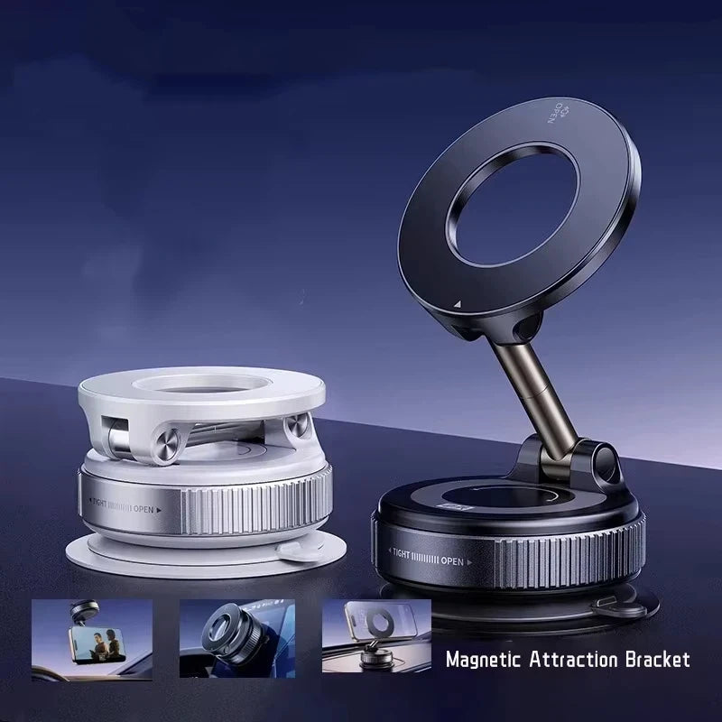 Rotating Folding Magnetic Phone Holder Vacuum Suction Mag Stand for Car Navigation Gym Kitchen - Universal GPS Streaming Bracket - Image 4