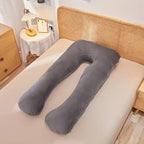 Nova Mart U-Shaped Pregnancy Pillow with soft fleece cover, designed for comfortable side sleeping during maternity.