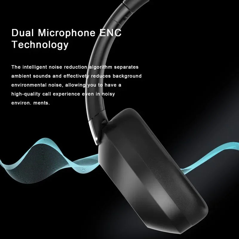 Wireless Bluetooth headset by Nova Mart with ANC, stereo sound, and 60-hour playback, designed for sports and gaming.