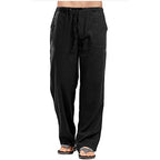 Men's cotton linen pants with elastic waist, lightweight summer trousers by Nova Mart, casual and breathable for warm weather.