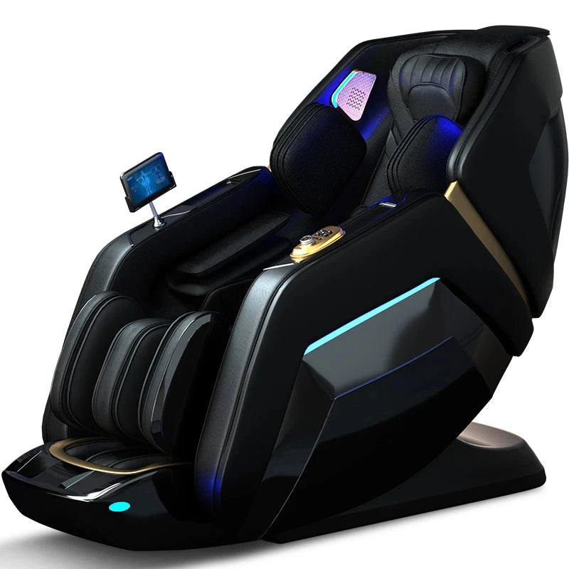 Nova Mart 4D Zero Gravity Massage Chair with voice control and Bluetooth, featuring sleek design and padded armrests.