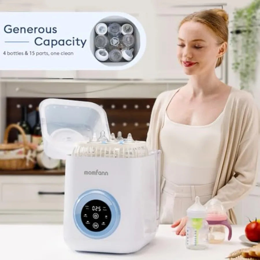 Nova Mart Baby Bottle Washer and Sterilizer, compact all-in-one cleaner for bottles, pump parts, and baby essentials.
