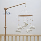 Neutral nursery felt mobile featuring clouds and moon designs, perfect for baby toys and nursery decor by Nova Mart.