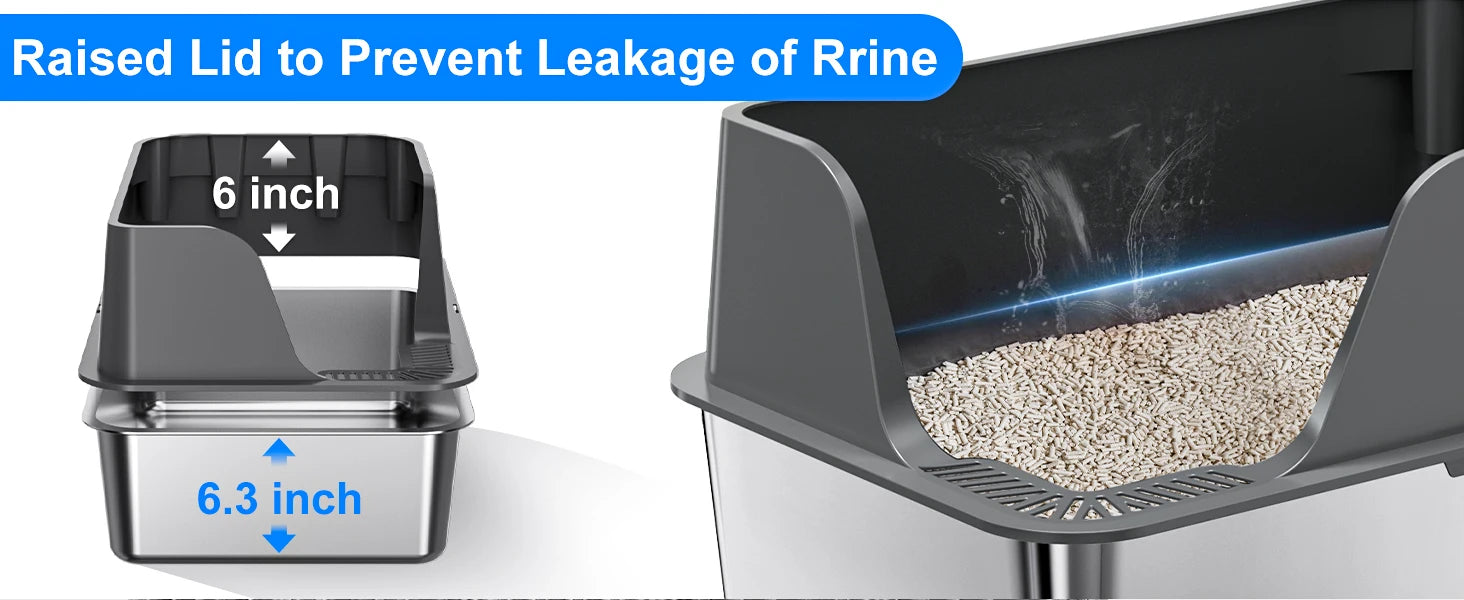 XL Stainless Steel Cat Litter Box – Side Opening Splash-Proof - Image 11