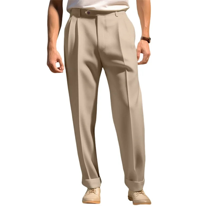 Men's slim fit formal dress pants by Nova Mart, solid color business trousers for men, tailored for a sleek professional look.