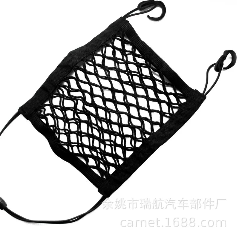 High-elastic double layer motorcycle cargo net with hooks, designed for secure storage and transportation on Nova Mart motorcycle accessories