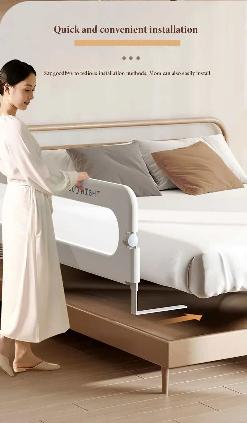 Adjustable IMBABY Baby Bed Rail Guard by Nova Mart, anti-fall safety barrier for secure baby sleeping environment