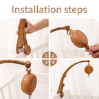 Nova Mart DIY baby crib bed bell holder arm with rotating music box, designed for safe, fun baby toys in cribs.