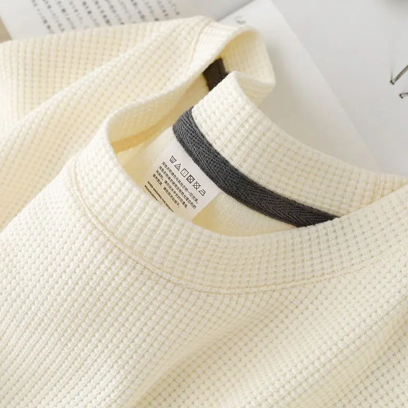 Men's breathable waffle round neck T-shirt by Nova Mart, short sleeve summer top with textured fabric and casual fit.