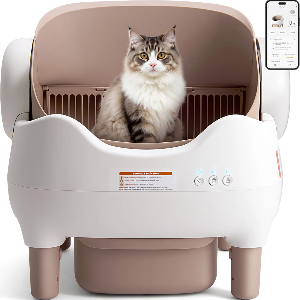 Self Cleaning Litter Box, Automatic Cat Litter Box with APP Control, Odor-Free  Large Waste Bin, Open-Top for Multi Cats - Image 1