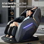 Nova Mart 4D Zero Gravity Massage Chair with voice control and Bluetooth, showcasing plush upholstery and sleek modern design.