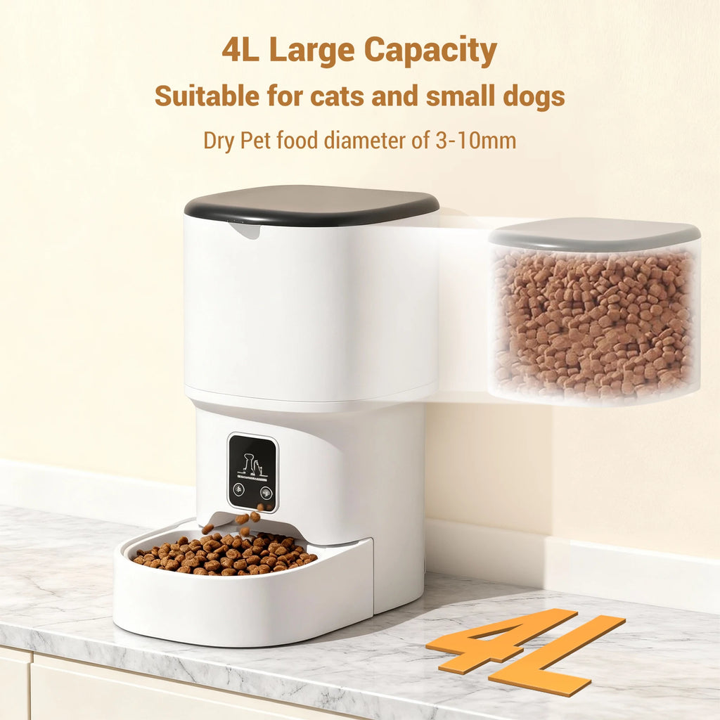 Programmable 4L Automatic Pet Feeder for Small Dogs Cats, Up to 6 Meals Daily, Timer/Portion Control, Pet Feeding Food Dispenser - Image 4