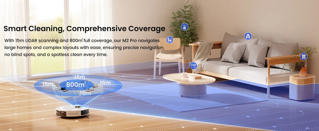 Nova Mart Lefant M2 Pro robot vacuum and mop combo with LiDAR, 5500Pa suction, shown on a hardwood floor.