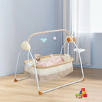 Electric baby cradle by Nova Mart with music and remote control, foldable bassinet for convenient nursery comfort.
