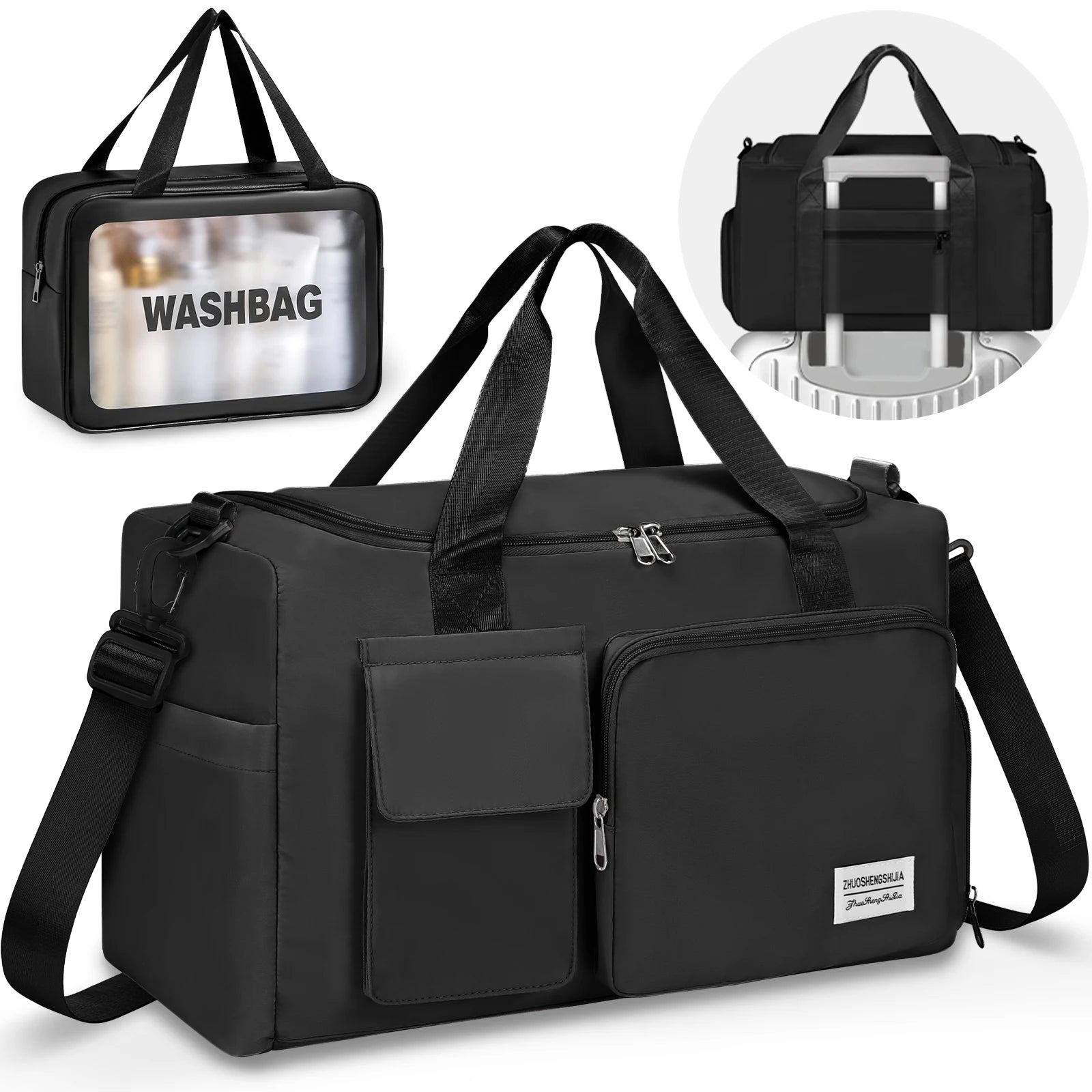 Waterproof Nova Mart sports duffel bag with dry and wet separation, shown with handles and adjustable shoulder strap.