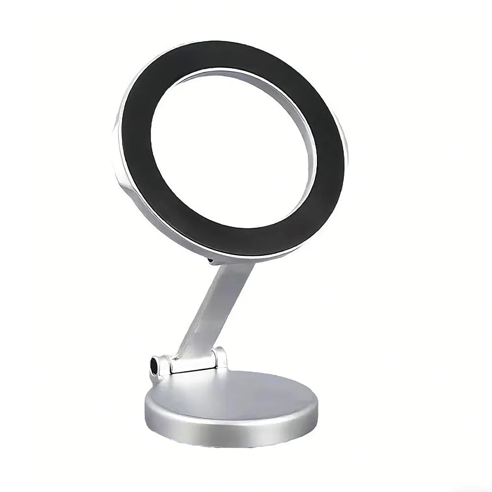 Adjustable magnetic car phone holder from Nova Mart mounted on a vehicle dashboard with a smartphone attached.