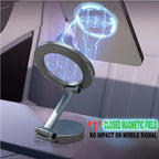Adjustable magnetic car phone holder from Nova Mart mounted on a vehicle dashboard, holding a smartphone securely.