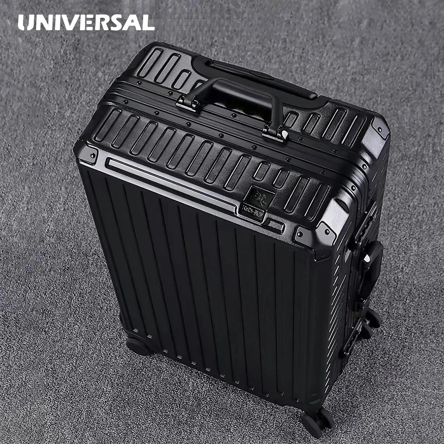 Silver aluminum frame hardcase luggage with universal wheels, durable luggage for travel by Nova Mart