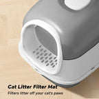 Nova Mart antibacterial enclosed cat litter box with odour lock, featuring a secure design and easy access for pet care.