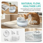 Automatic pet water fountain for cats and dogs by Nova Mart, 2.5L capacity with USB power, featuring flowing water spout.