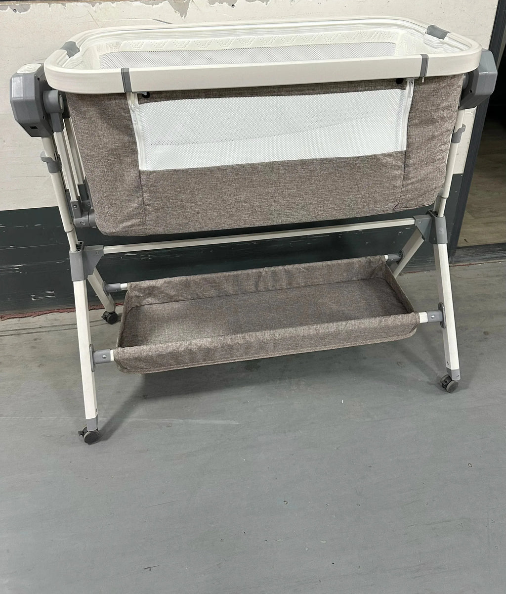 Nova Mart automatic rocking baby bassinet with music and lights, featuring a comfortable newborn cradle with soft fabric and gentle motion.
