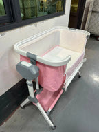 Nova Mart automatic rocking baby bassinet with music and lights, newborn cradle with soft fabric and adjustable features.
