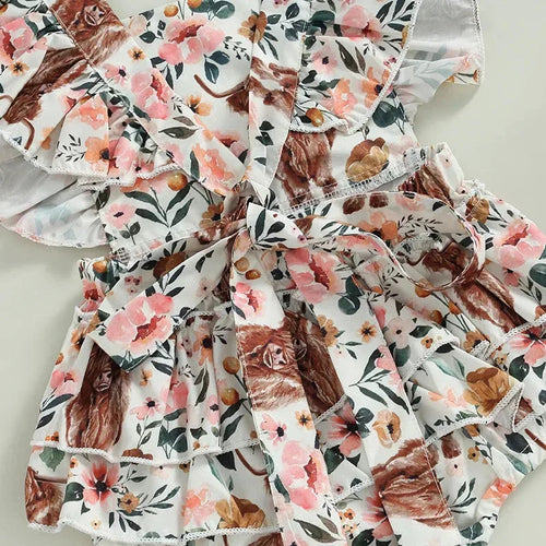 Baby Girl Cow Romper – Ruffle