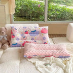 Baby sleep pillow from Nova Mart with soft cotton fabric, featuring cartoon design, removable and washable for comfortable baby bedding.
