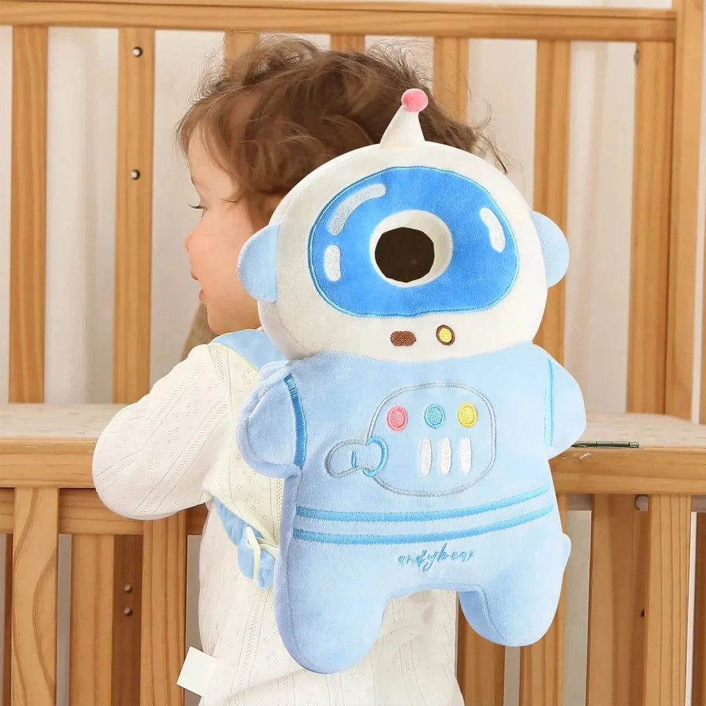 Nova Mart baby safety head protector backpack with soft safety pad for baby walkers, offering head protection during play.