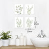 Set of four framed botanical plant canvas wall art prints in boho style, each measuring 8x10 inches, for home decor.