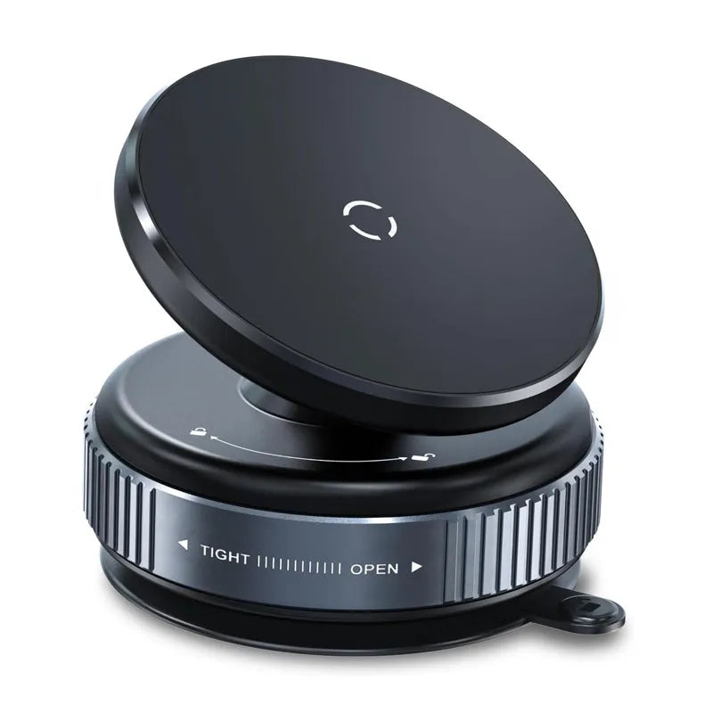 Nova Mart car phone holder with 360° adjustable vacuum suction and 20X magnets for secure, versatile smartphone mounting.