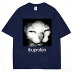 Men's oversized Cat Meme T-shirt by Nova Mart featuring vintage Y2K streetwear style, with a humorous cat graphic on the front.