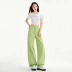 Cherry Blossom Wide-Leg Mop Jeans by Nova Mart featuring a relaxed fit and floral cherry blossom pattern on denim fabric.