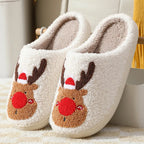 Nova Mart Christmas Elk home slippers, soft cozy bedroom shoes with festive elk design, ideal for comfortable winter wear.