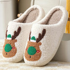Nova Mart Christmas Elk home slippers with soft, cozy fabric, perfect for comfortable bedroom footwear during the holiday season.