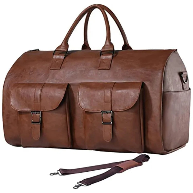 Nova Mart convertible travel clothing carry-on luggage bag with multiple compartments and adjustable straps, shown in black.