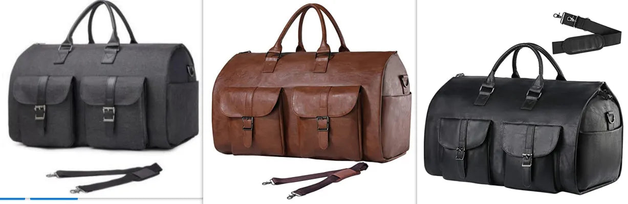 Nova Mart convertible travel clothing carry-on luggage bag with multiple compartments and adjustable straps, shown in black.