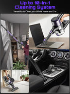 Nova Mart 10-in-1 cordless stick vacuum cleaner with 55Kpa suction and 500W motor, shown in a modern cleaning setting.