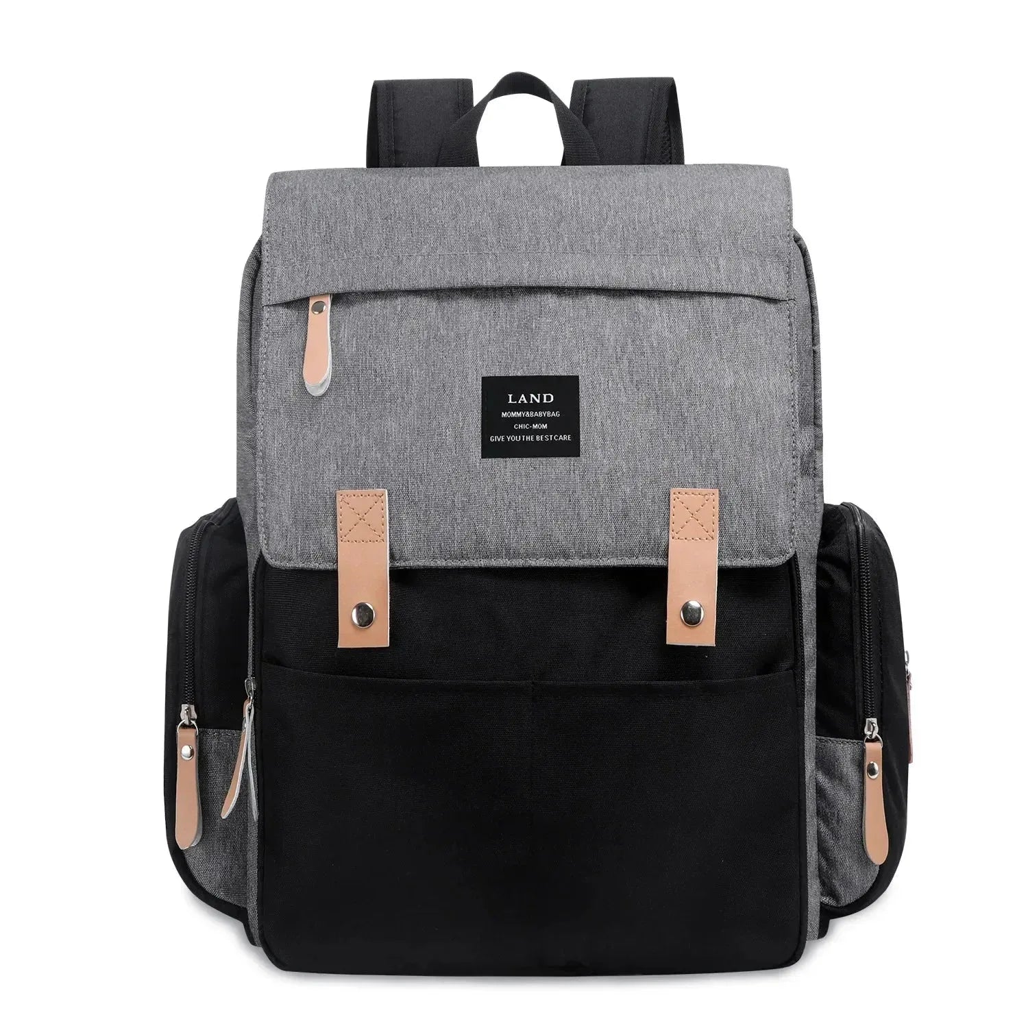 Nova Mart denim diaper bag backpack with thermal bottle pocket, stylish and functional baby diaper bag with multiple compartments.