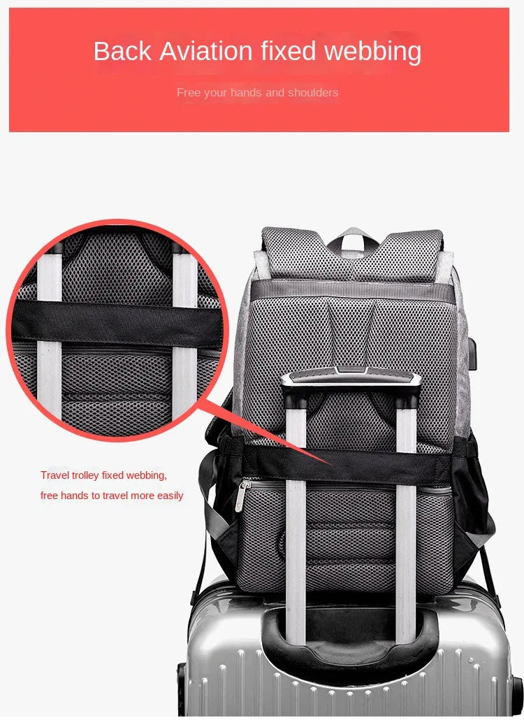 Denim baby diaper bag backpack by Nova Mart with thermal bottle pocket and multiple storage compartments.