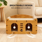 Large Nova Mart Double Door Cat Scratcher Sofa in beige, featuring a spacious design with two doors and scratching surfaces.